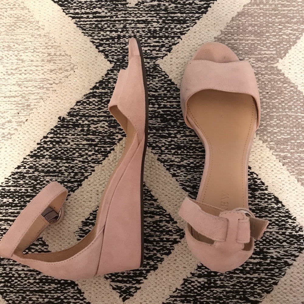 Jcrew Laila suede wedges in light pink